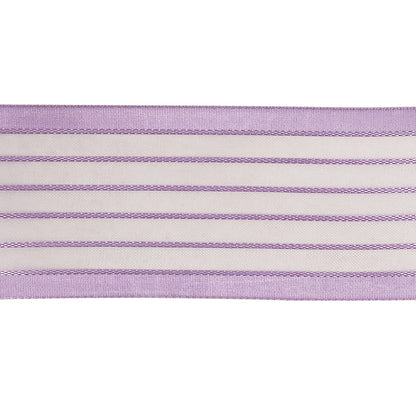 Lavendula Striped Sheer Ribbon with Opaque Borders - 1.5" Detail