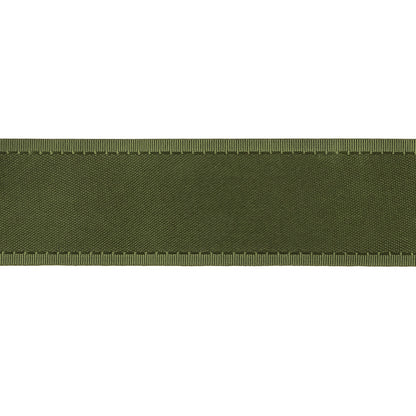 Moss Green Double Faced Satin Ribbon with Ribbed Borders - 1" Detail