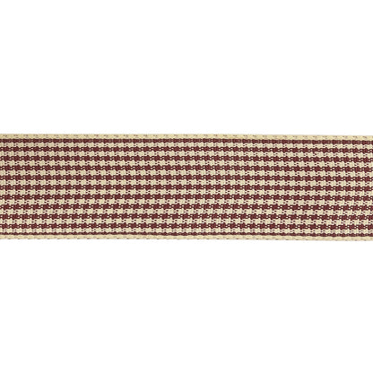 Wine and Cream Houndstooth Check Woven Ribbon - 1" Detail