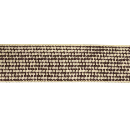 Brown and Cream Houndstooth Check Woven Ribbon - 1" Detail