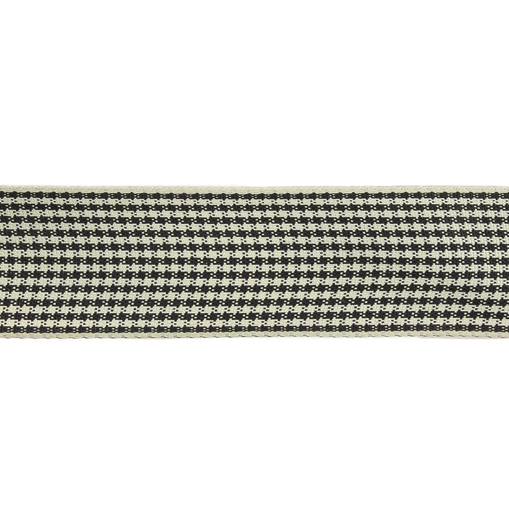 Black and Cream Houndstooth Check Woven Ribbon - 1" Detail