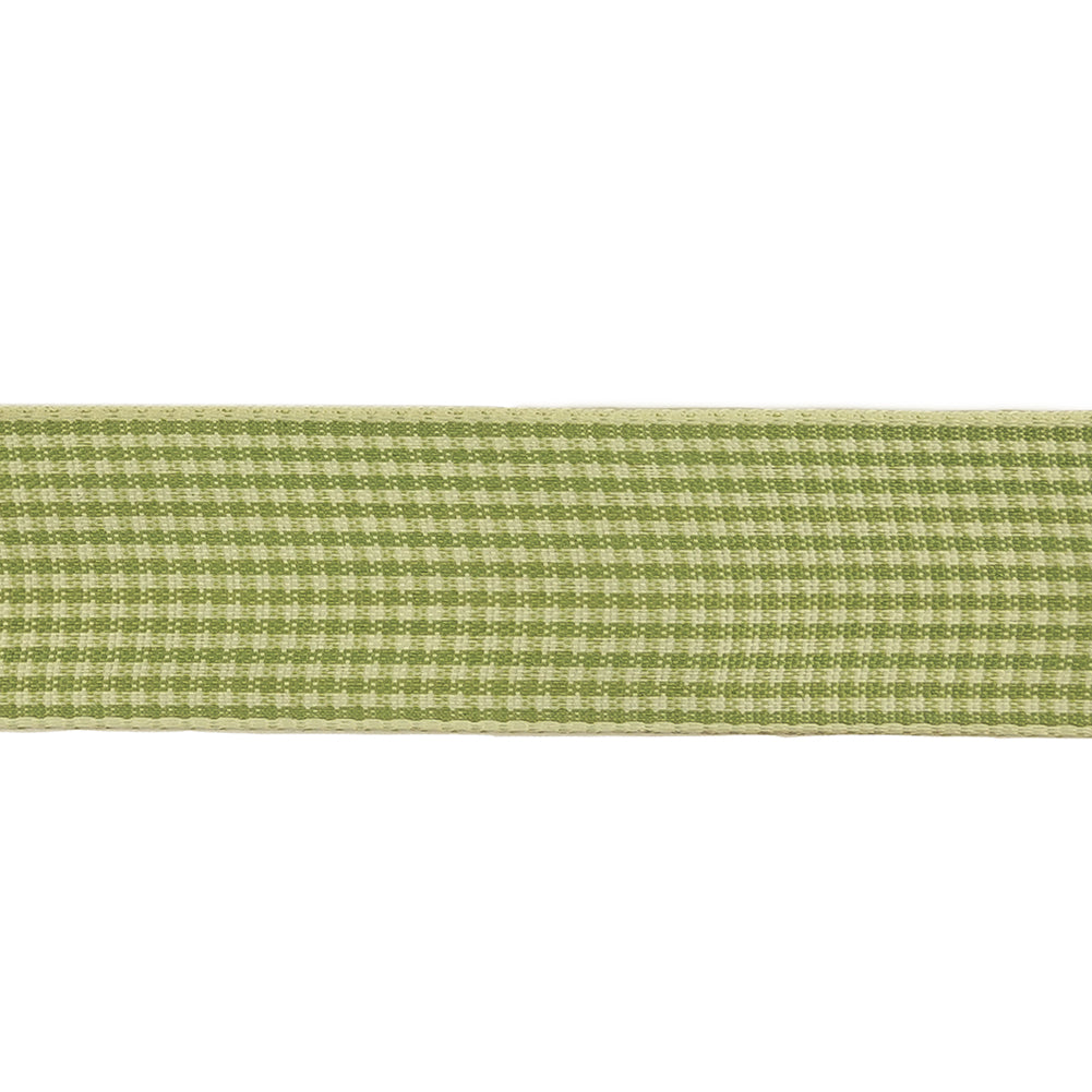 Lime and Cream Houndstooth Check Woven Ribbon - 1" Detail