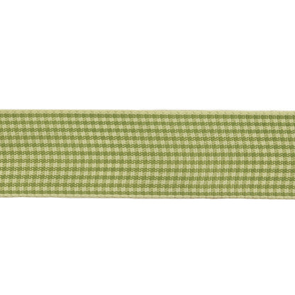 Lime and Cream Houndstooth Check Woven Ribbon - 1" Detail