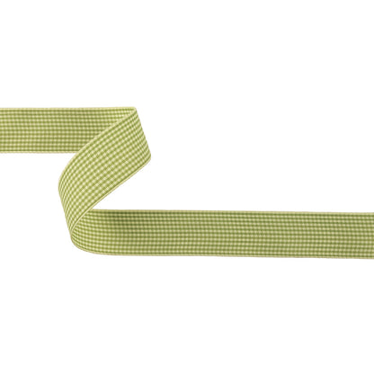 Lime and Cream Houndstooth Check Woven Ribbon - 1"