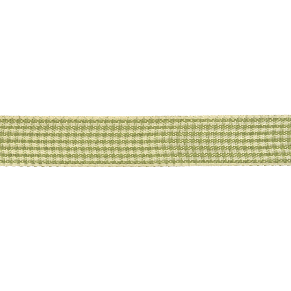 Lime and Cream Houndstooth Check Woven Ribbon - 0.625" Detail
