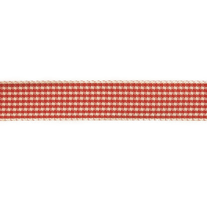 Red and Cream Houndstooth Check Woven Ribbon - 0.625" Detail