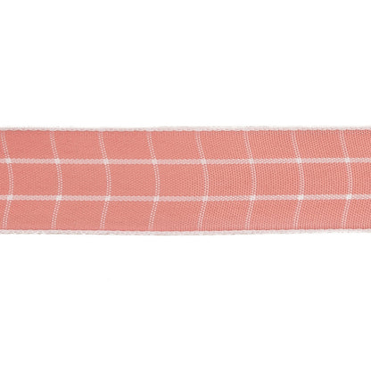 Pink Icing and White Windowpane Check Woven Ribbon - 1" Detail