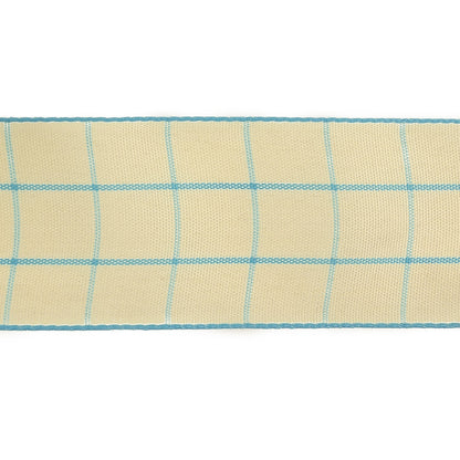 Baltic Sea and Ethereal Green Windowpane Check Woven Ribbon - 1.5" Detail