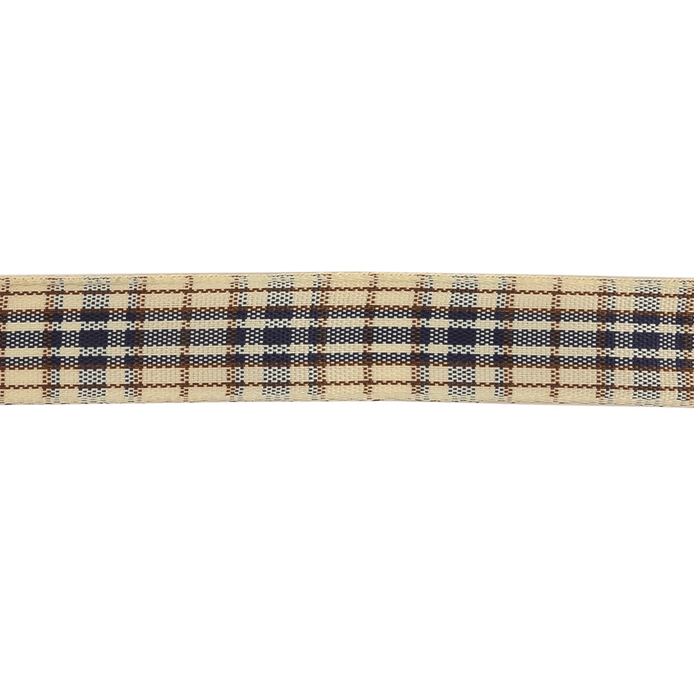 Astral Aura, Brown and Vanilla Ice Plaid Woven Ribbon - 0.625" Detail