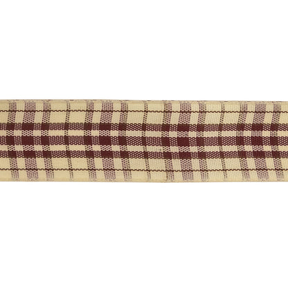Burgundy, Brown and Vanilla Ice Plaid Woven Ribbon - 1" Detail