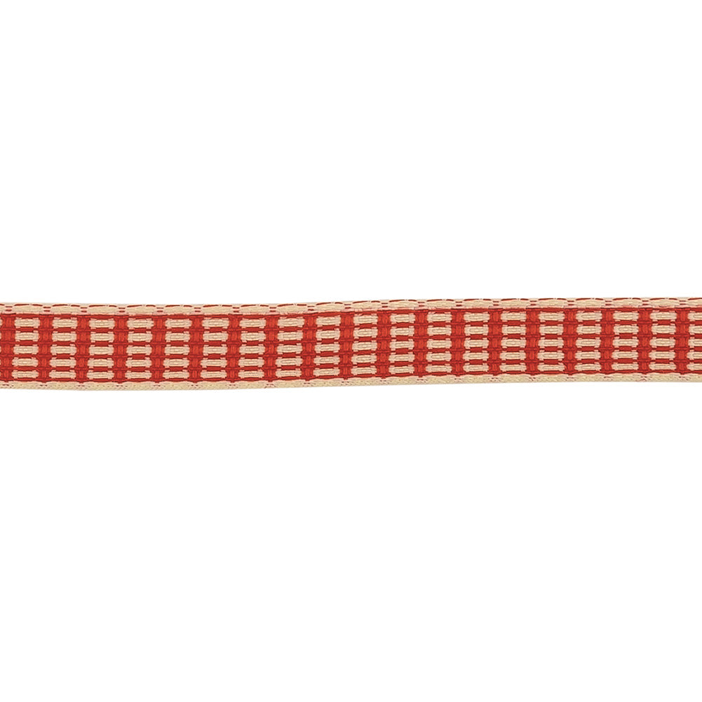 Red and White Rectangles Jacquard Ribbon - 0.375" Detail