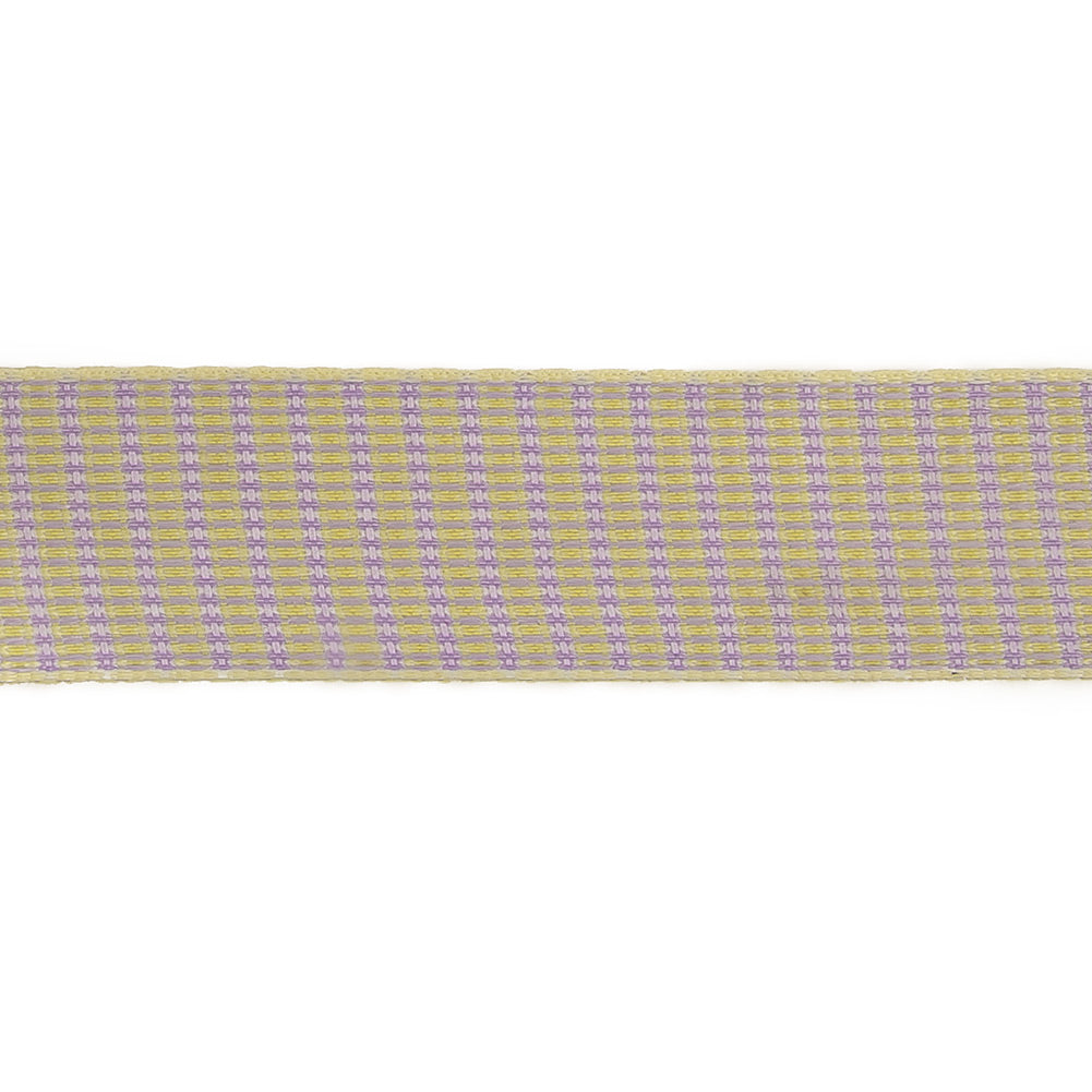 Lavender, Lemon and Tofu Rectangles Jacquard Ribbon - 1" Detail