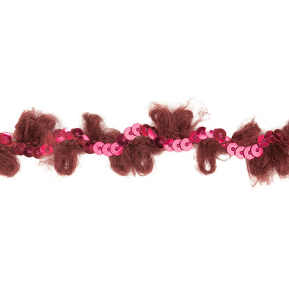 Wine and Sparkling Fuchsia Fuzzy Loops and Sequins Trim - 0.875" Detail