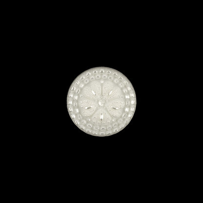 Italian White and Silver Tint Floral Textured Shank Back Button - 20L/12.5mm