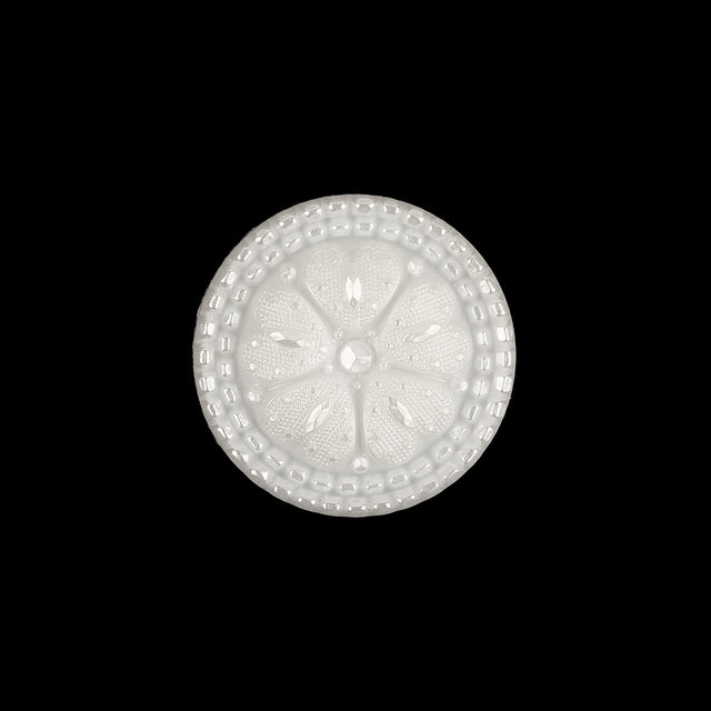 Italian White and Silver Tint Textured Shank Back Button - 30L/19mm