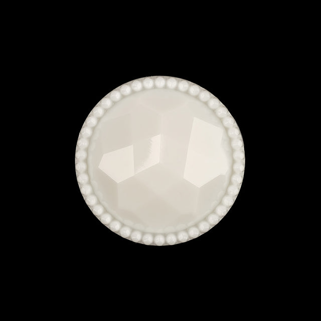 Italian White Faceted Decorative Shank Back Button - 36L/23mm