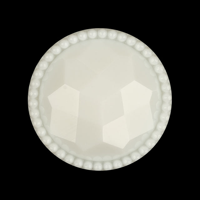 Italian White Faceted Decorative Shank Back Button - 44L/28mm