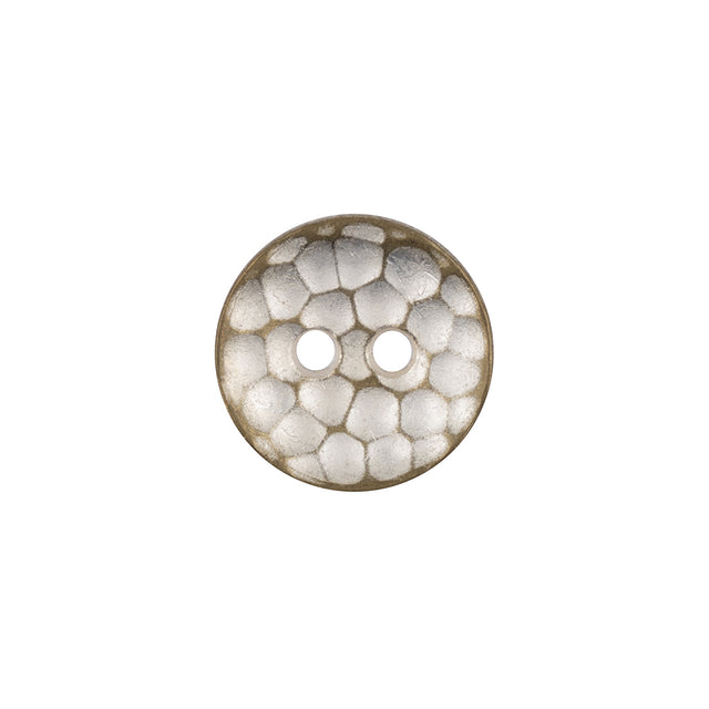 Italian Silver Brass Geometric 2-Hole Metal Saucer Button - 24L/15mm