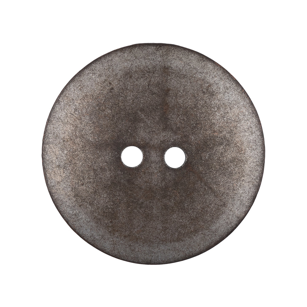 Italian Silver Iron Geometric 2-Hole Metal Saucer Button - 44L/28mm Detail