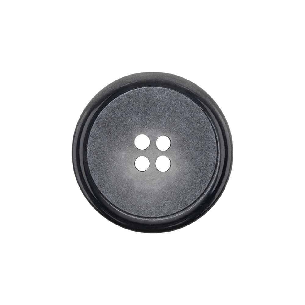 Matte Dove Gray and Shiny Midnight Narrow Rimmed 4-Hole Plastic Button - 36L/23mm