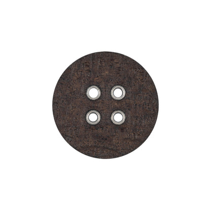 Italian Dark Brown and Shiny Silver Metal 4-Hole Leather Button - 34L/21.5mm Detail
