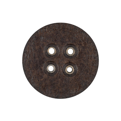 Italian Dark Brown and Shiny Silver Metal 4-Hole Leather Button - 40L/25.5mm Detail