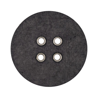 Italian Raven and Shiny Silver Metal 4-Hole Leather Button - 52L/33mm Detail