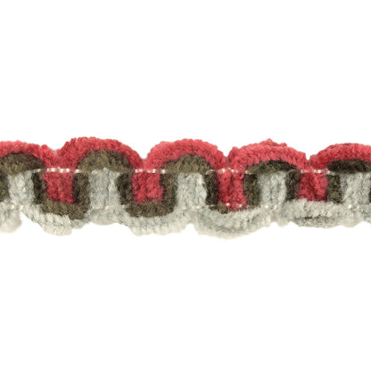 Magenta, Olive, and Cloudburst Chenille Wavy Braided Trim - 0.5" Detail
