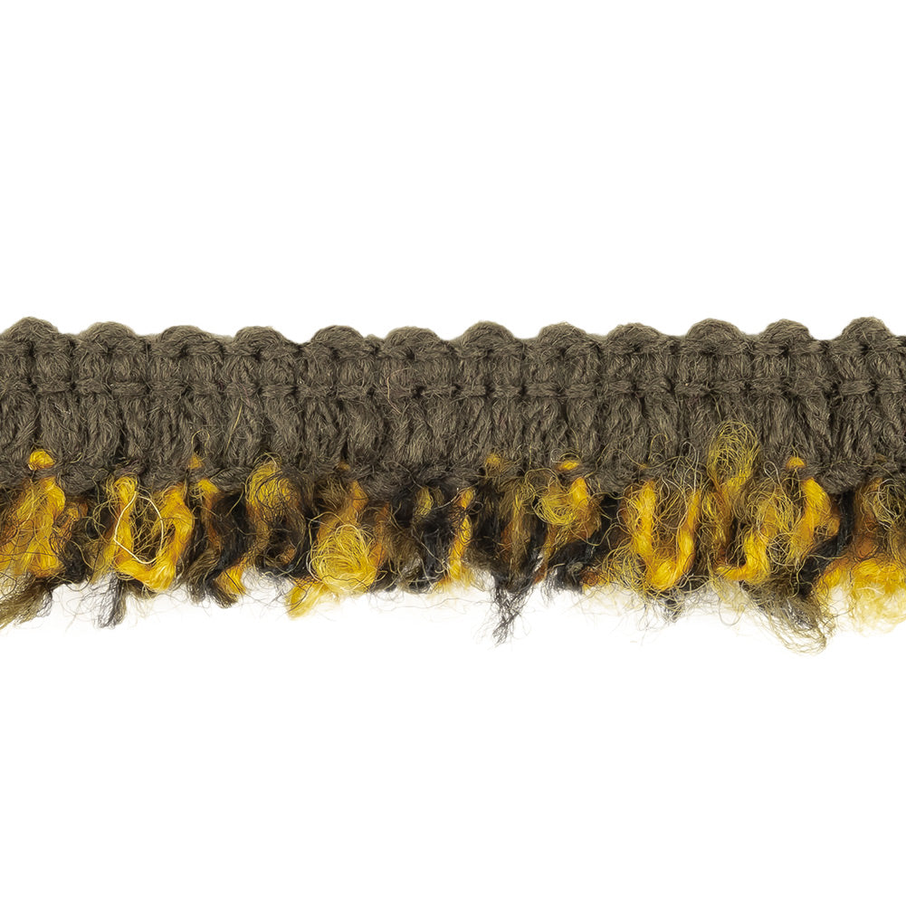 Wren, Black, and Mustard Boucle Looped Fringe Trim - 0.625" Detail