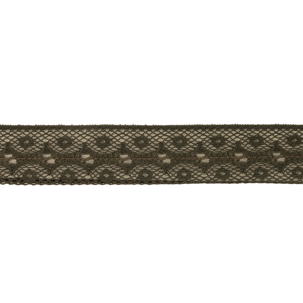 Dark Olive Scallops and Circles Lace Trim - 0.75" Detail