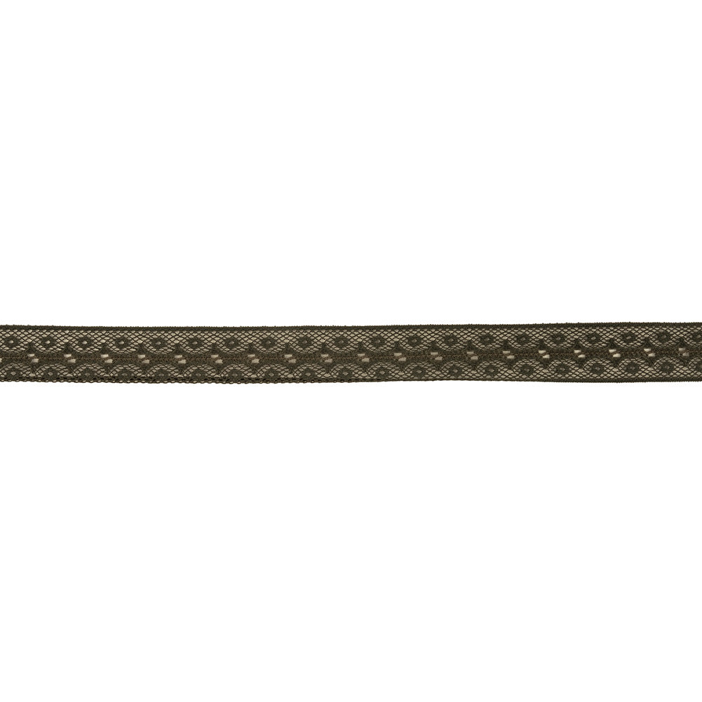 Dark Olive Scallops and Circles Lace Trim - 0.75"