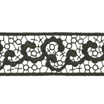 Forest Green Abstract Vines Venise Lace Trim - 1.5" Detail