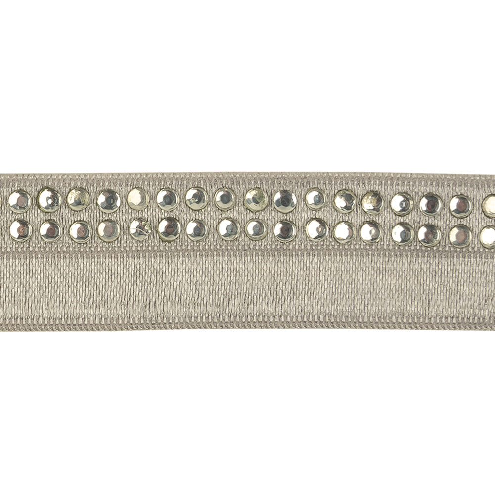 Silver Bejeweled Foldover Elastic Trim - 0.75" Detail