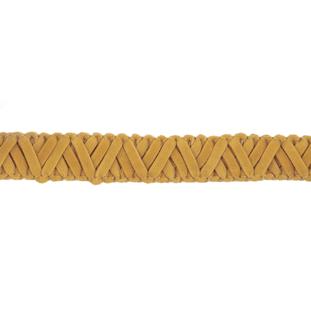 Tan Zig Zags Braided Faux Suede Trim - 0.625" Detail