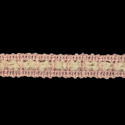 Pink and Cream Wool Crocheted Trim - 0.375" Detail