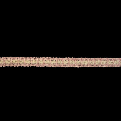 Pink and Cream Wool Crocheted Trim - 0.375"