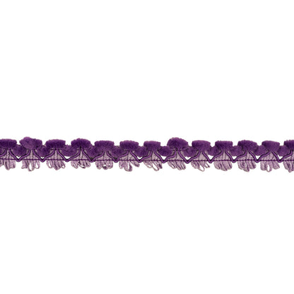 Purple Faux Fur and Picot Trios Cord Braided Trim - 0.875"