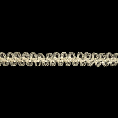 Cloud Dancer and Metallic Silver Loopy Braided Trim - 0.25" Detail