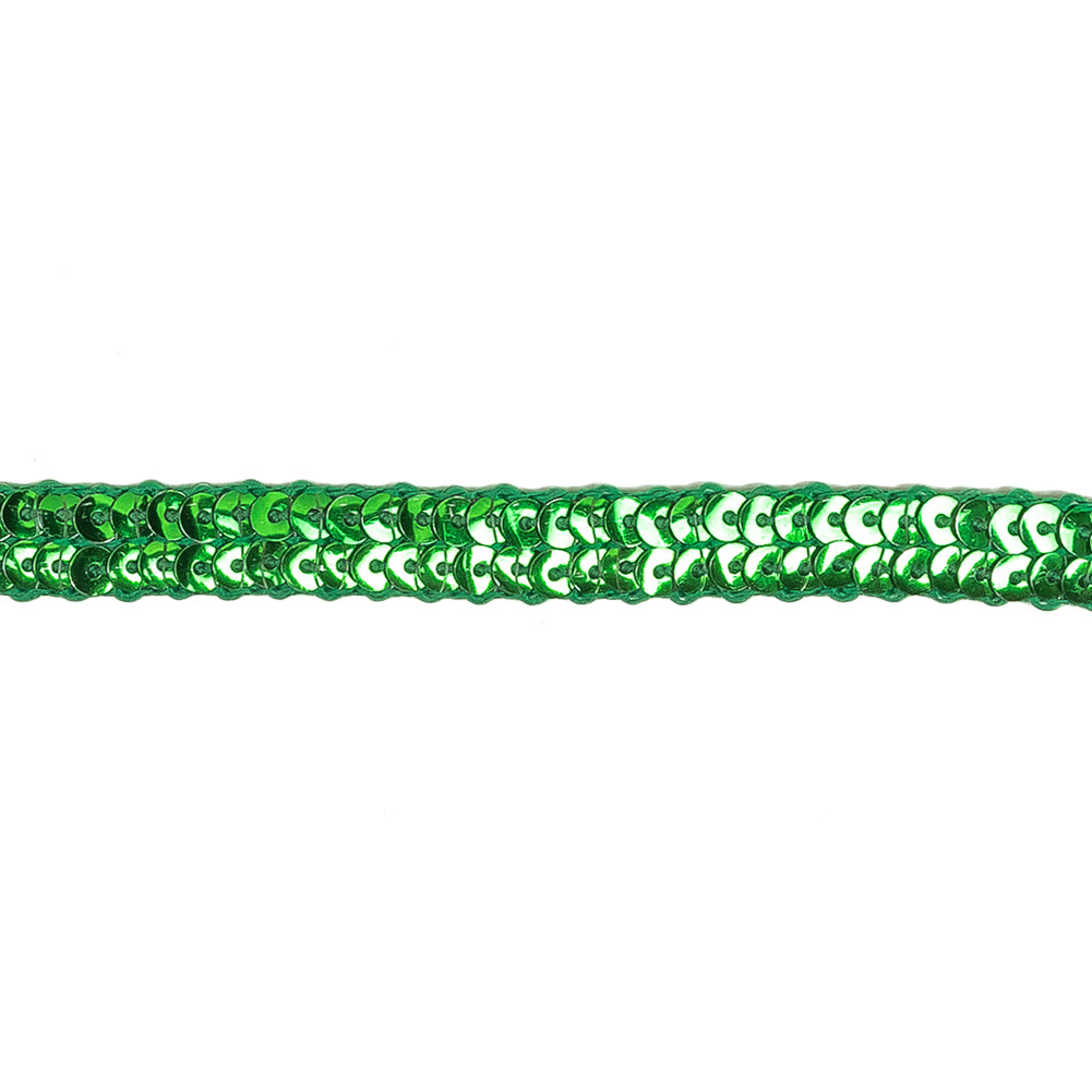 Metallic Green Two Row Baby Sequins Trim - 0.375" Detail