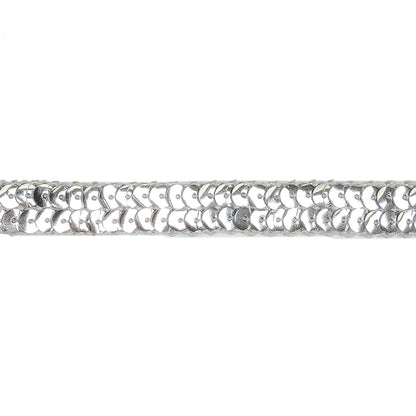 Metallic Silver Two Row Sequins Trim - 0.5" Detail