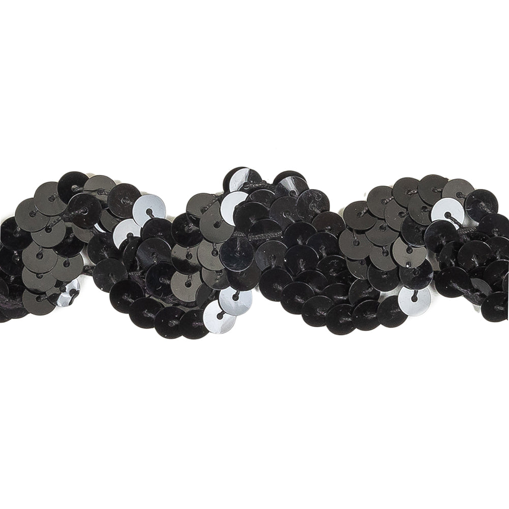 Black Sequins Ric Rac Trim - 1.125" Detail