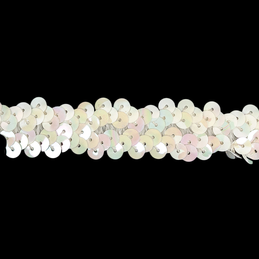 White Iris Two Row Stretch Sequins Trim - 0.875" Detail