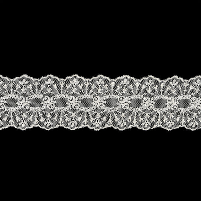 White Luminous Floral Embroidered Lace Trim - 2.375"
