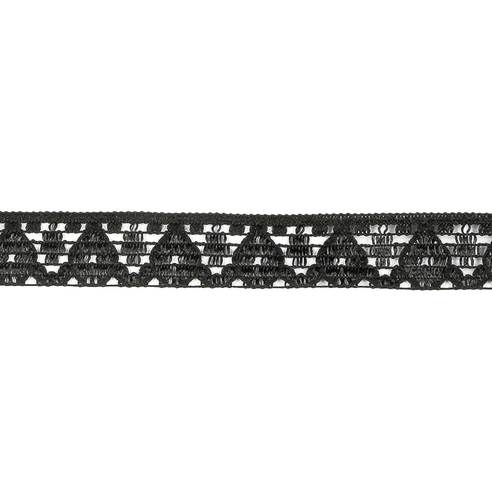 Black Bean Geometric Lace Trim - 0.4375" Detail