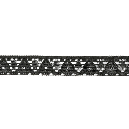 Black Bean Geometric Lace Trim - 0.4375" Detail