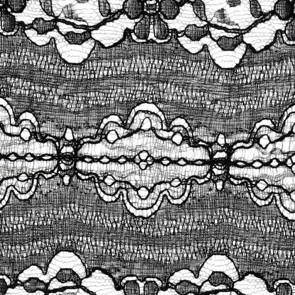 Black Floral and Abstract Re-Embroidered Lace Trim with Scalloped Edges - 5.25" Detail