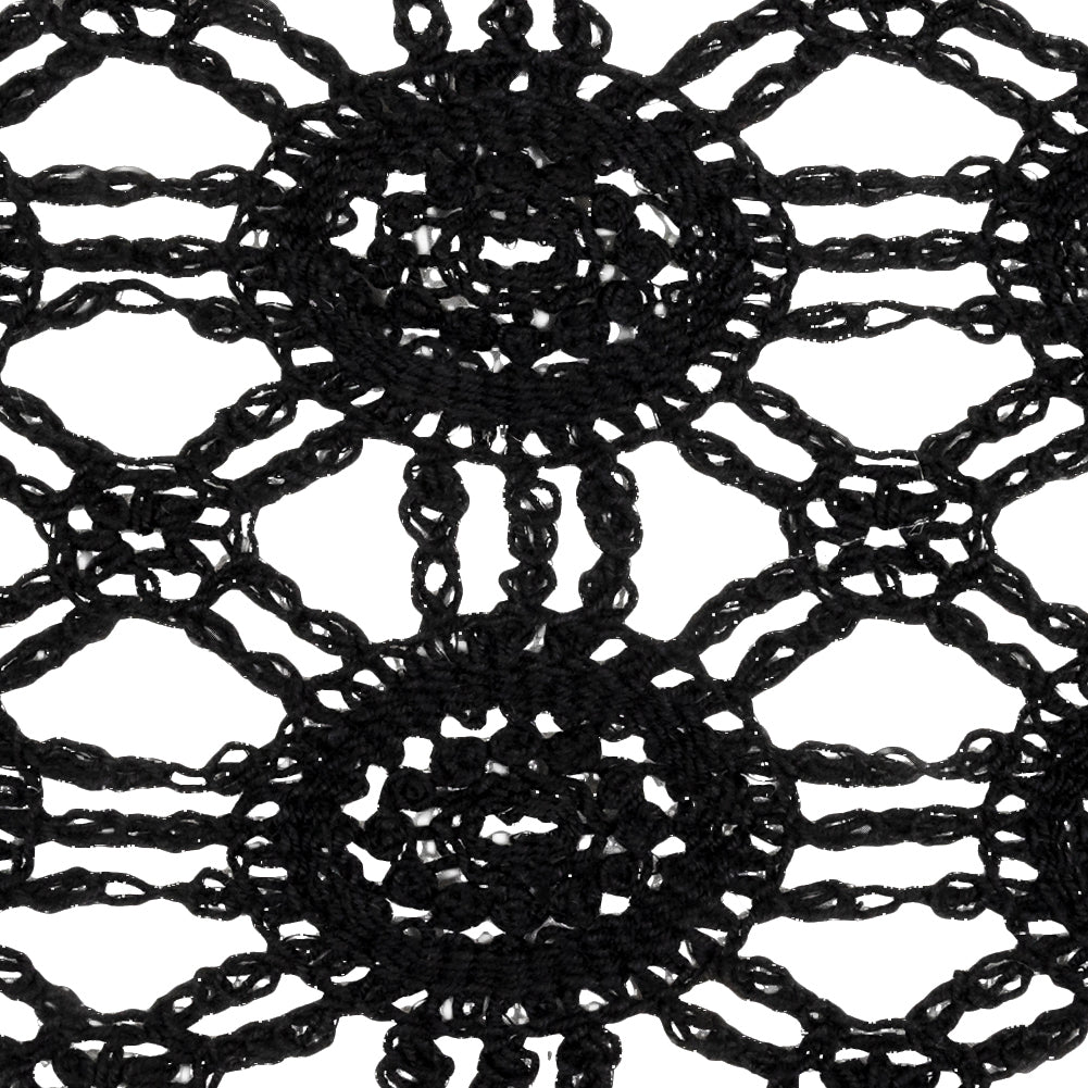 Black Medallions Cotton Blend Crochet Lace Trim - 11.5" Detail