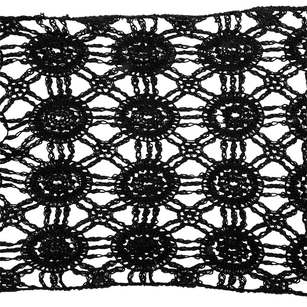 Black Medallions Cotton Blend Crochet Lace Trim - 11.5"