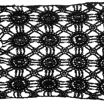 Black Medallions Cotton Blend Crochet Lace Trim - 11.5"