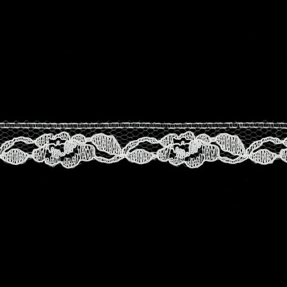 White Floral Re-Embroidered Lace Trim - 0.5" Detail